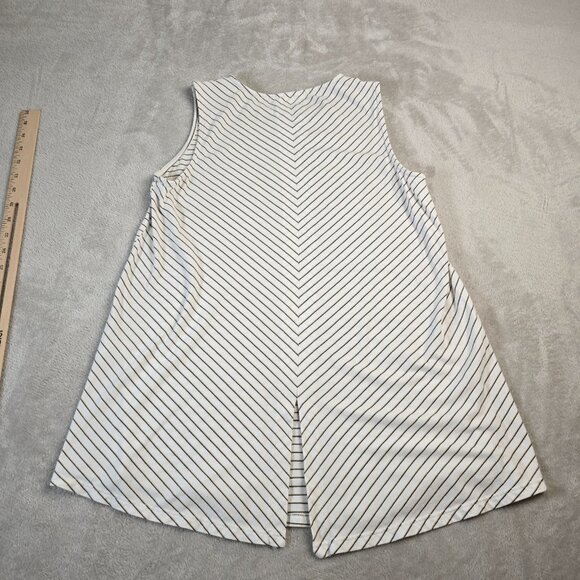 J. Jill Top Womens XS Olive Green White Striped Sleeveless Split Back Summer - Picture 7 of 9